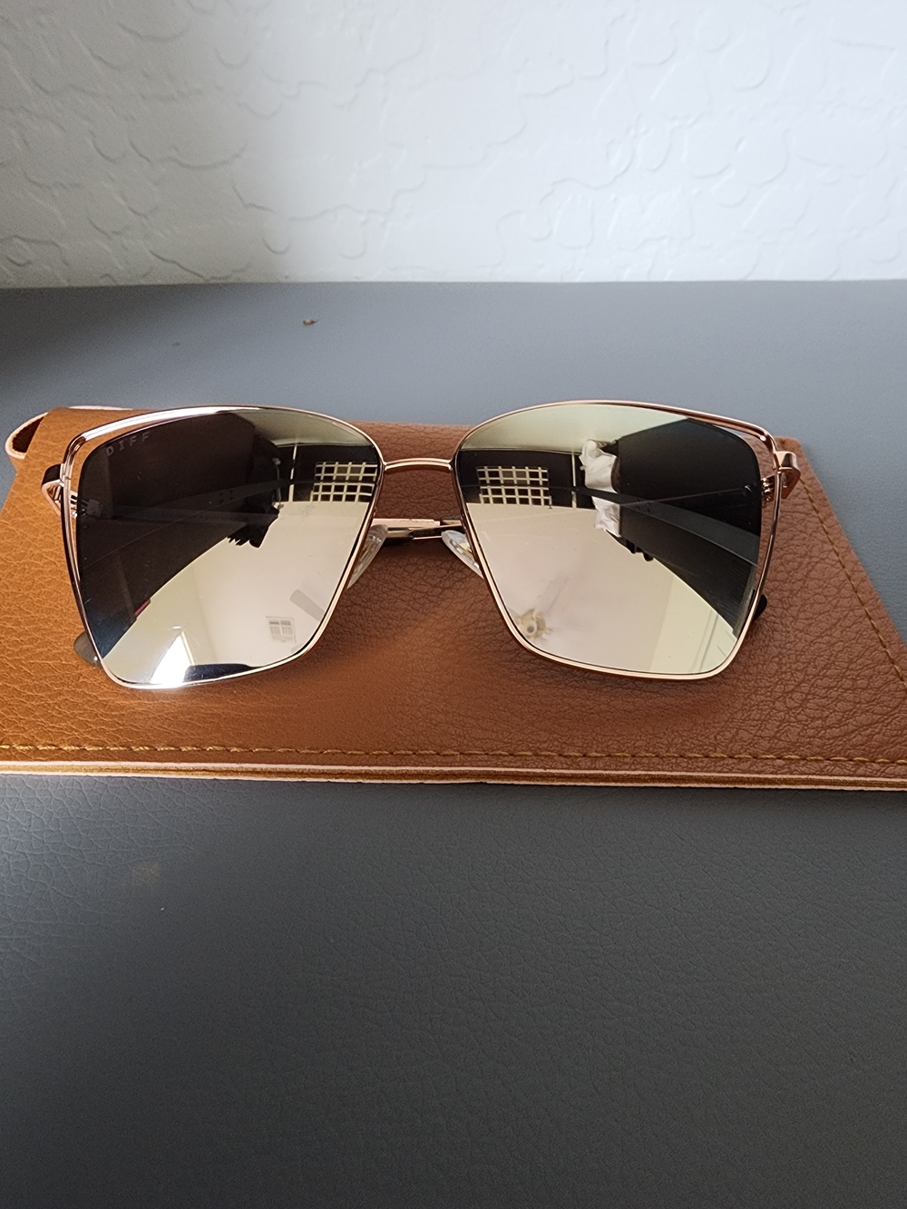 Diff Eyewear Rose Gold Mirrored Aviator Sunglasses